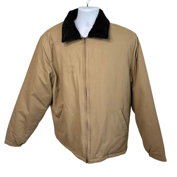 Dry Creek Bomber Jacket Size L Corduroy Collar Full Zip Cotton Workwear Utility - Picture 1 of 9